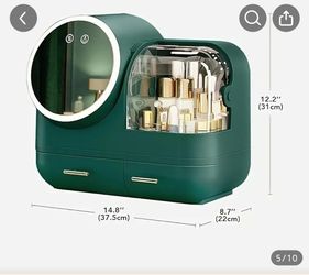 Cosmetic Organizer With LED Mirror And Drawers