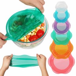 Silicone Stretch Lids For Food Storage In Fridge, Reusable Elastic Bowl Covers For Cup, Cans, Jars, Round & Rectangle Container, Food Grade Silicone M