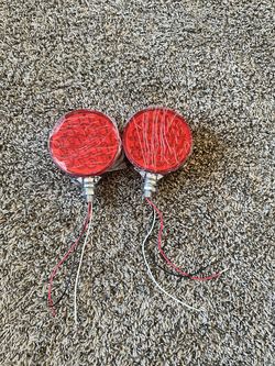 2PCS 4” Round Dual-Face Red Amber Fender Lights – 48 LED Stop Turn Signal Bolt Mount for Semi Truck Trailer Peterbilt Kenworth Freightliner