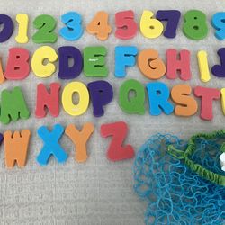 Foam letters, numbers, and mesh bag