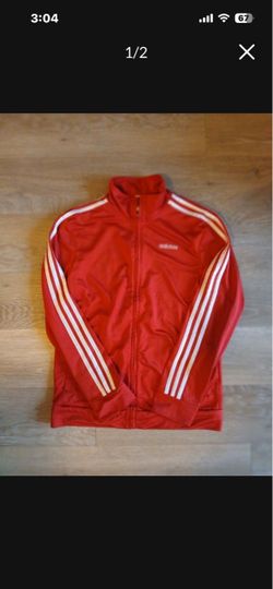Adidas Kids Youth Classic Red White Tracksuit Pullover Sweatshirt Zip Up Jacket Coat Size L 14-16
