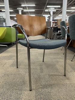 Stylex Office Chair (Blue/Walnut)