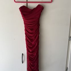 Red Strapless Maxi Dress