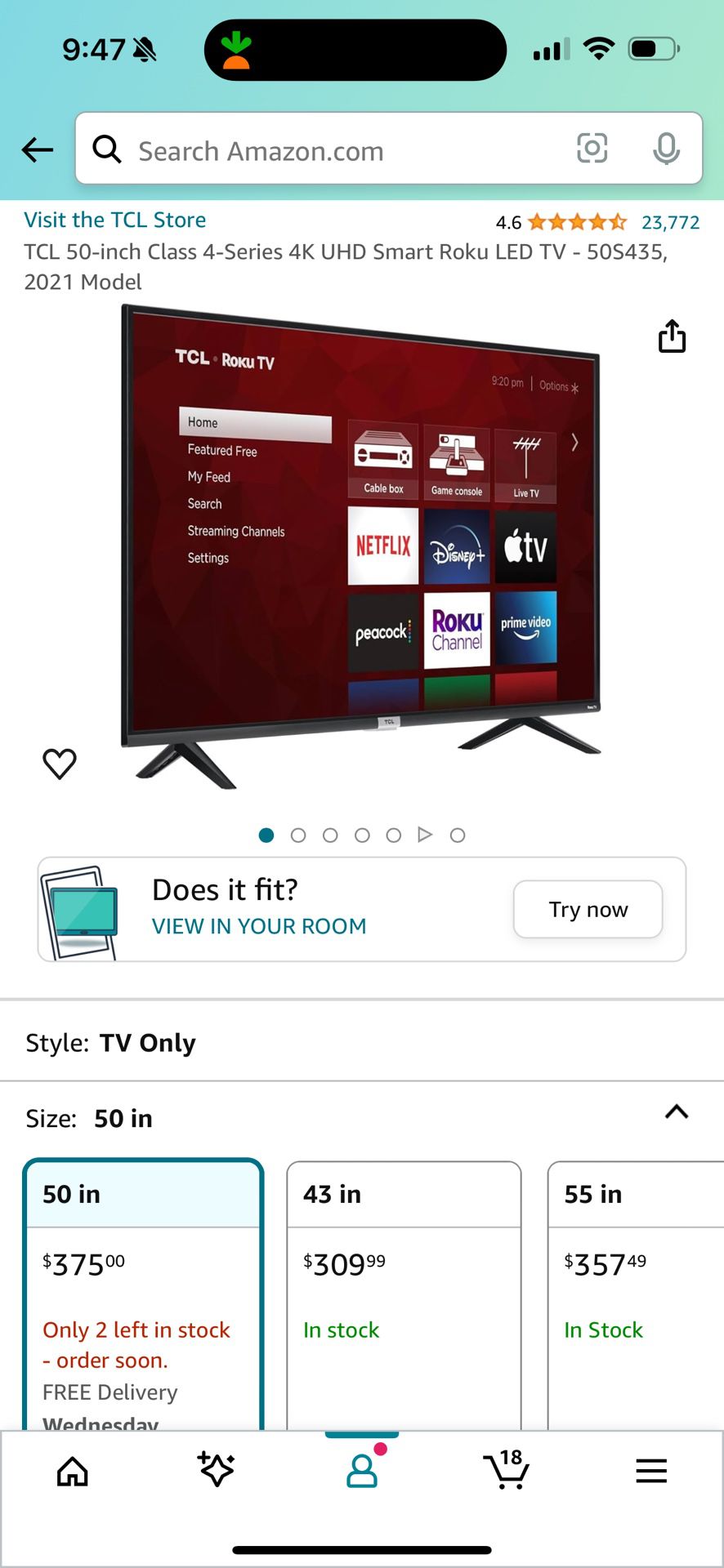 TCL 50 INCH TV (2021 model)