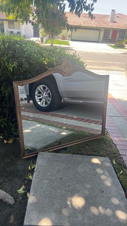 Large Wall Mirror with Wood Frame