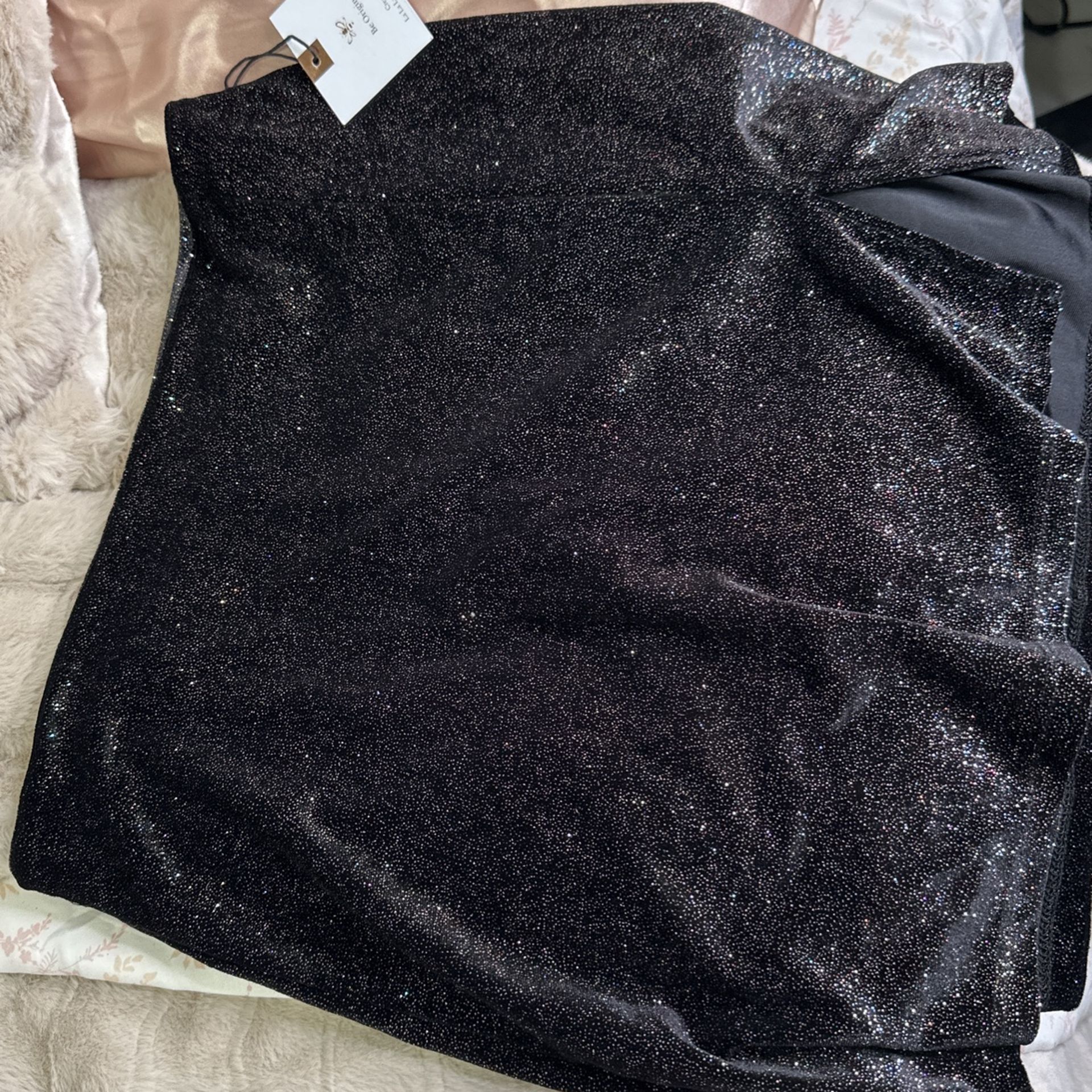 Medium Multicolor Glitter Mini Skirt With Slit