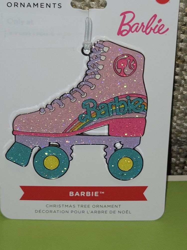 Mattel Barbie Roller Skate Ornament Metal EXCLUSIVE GLITTERY Hallmark