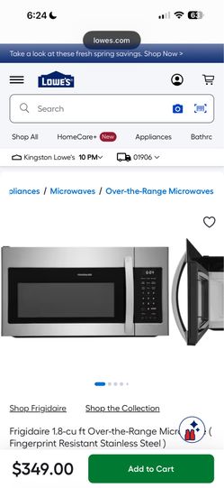 Frigidaire 1.8-cu ft Over-the-Range Micr Fingerprint Resistant Stainless Steel NEW!
