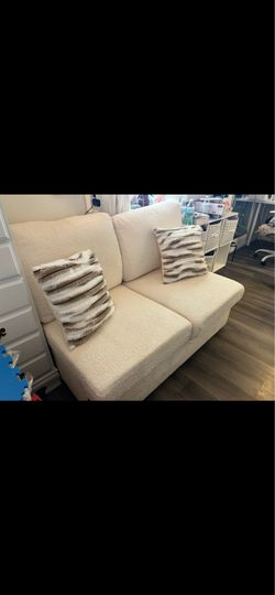 Cream Boucle Storage Loveseat couch