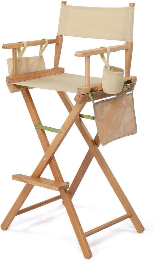 OmySalon 31" Extra Tall Directors Chair - Portable Folding Makeup Chair with Storage Bag & Footrest, Professional for Salon/Outdoor/Craft Shows, 250lb