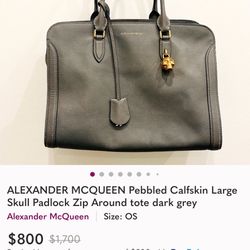 ALEXANDER MCQUEEN Pebbled Calfskin Large Skull Padlock Zip