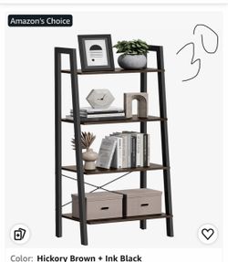 Ladder Shelf, Bookcase Book Shelf, Storage Shelves, 4-Tier, 22In
