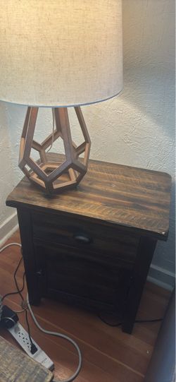 Set of 2 Rustic Wood Nightstands / End Tables with Storage