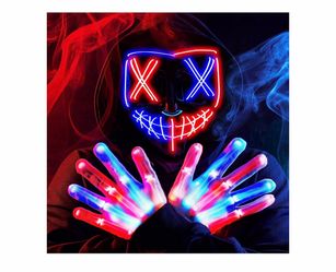 LED Light-Up Halloween Mask and Gloves Set