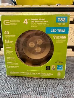 Commercial Electric 4 in. Brushed Nickel Recessed LED Retrofit Trim Soft White