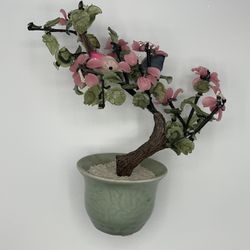 Vintage Glass Bonsai Flowering Tree