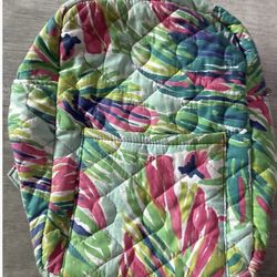 Buckhead Betties Muli Color Backpack Quilted Green Pink Outside Pocket  Zipper