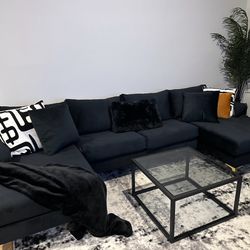 Black Velvet Sectional sofa 