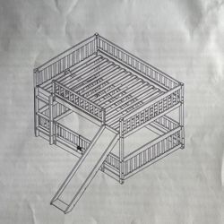 Full Over Full Bunk Bed With Slide (Mattresses Included!)
