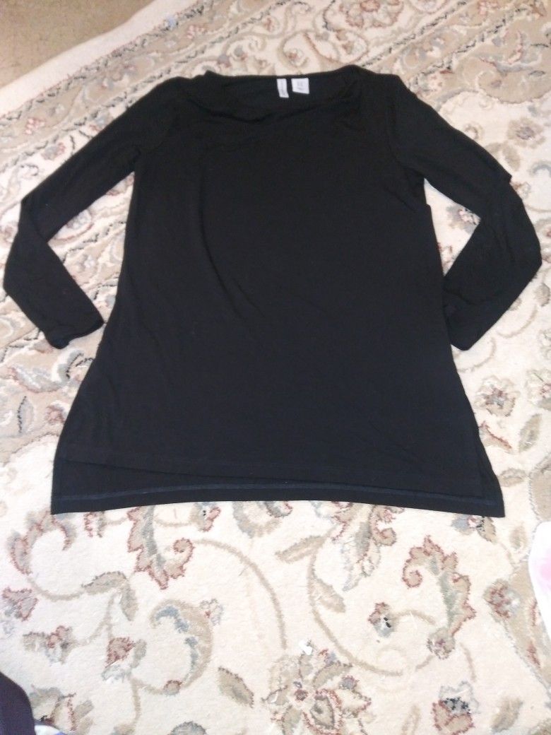 Paraphrase Women's Size XS Black Long Sleeve Soft Jersey Blouse