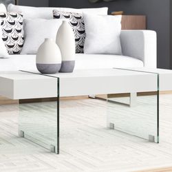 White & Glass Modern Living Room Table