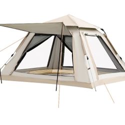 Instant Folding Tent for 4 People, Easy to Install with 2 Mesh Windows, 2 Doors, Lobby and Rain