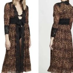 New We Are HAH Hit as Hell Dust Her Leopard Robe Retails $135 Size S  #44