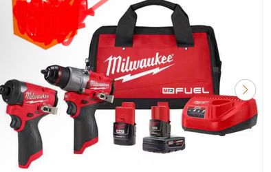 M12 FUEL 12-Volt Lithium-Ion Brushless Cordless Hammer Drill and Impact Milwaukee Driver Combo Kit w/2 Batteries and Bag (2-Tool)