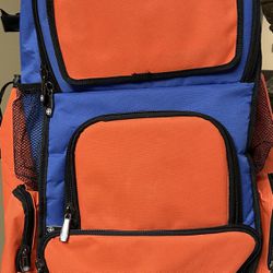 MAXOPS Maxballbags Navy Blue and Orange Softball Baseball Bat Equipment Backpack