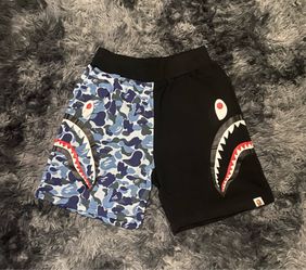A Bathing Ape BAPE Men's Shark Colorblock Camo Cotton shorts Size-L