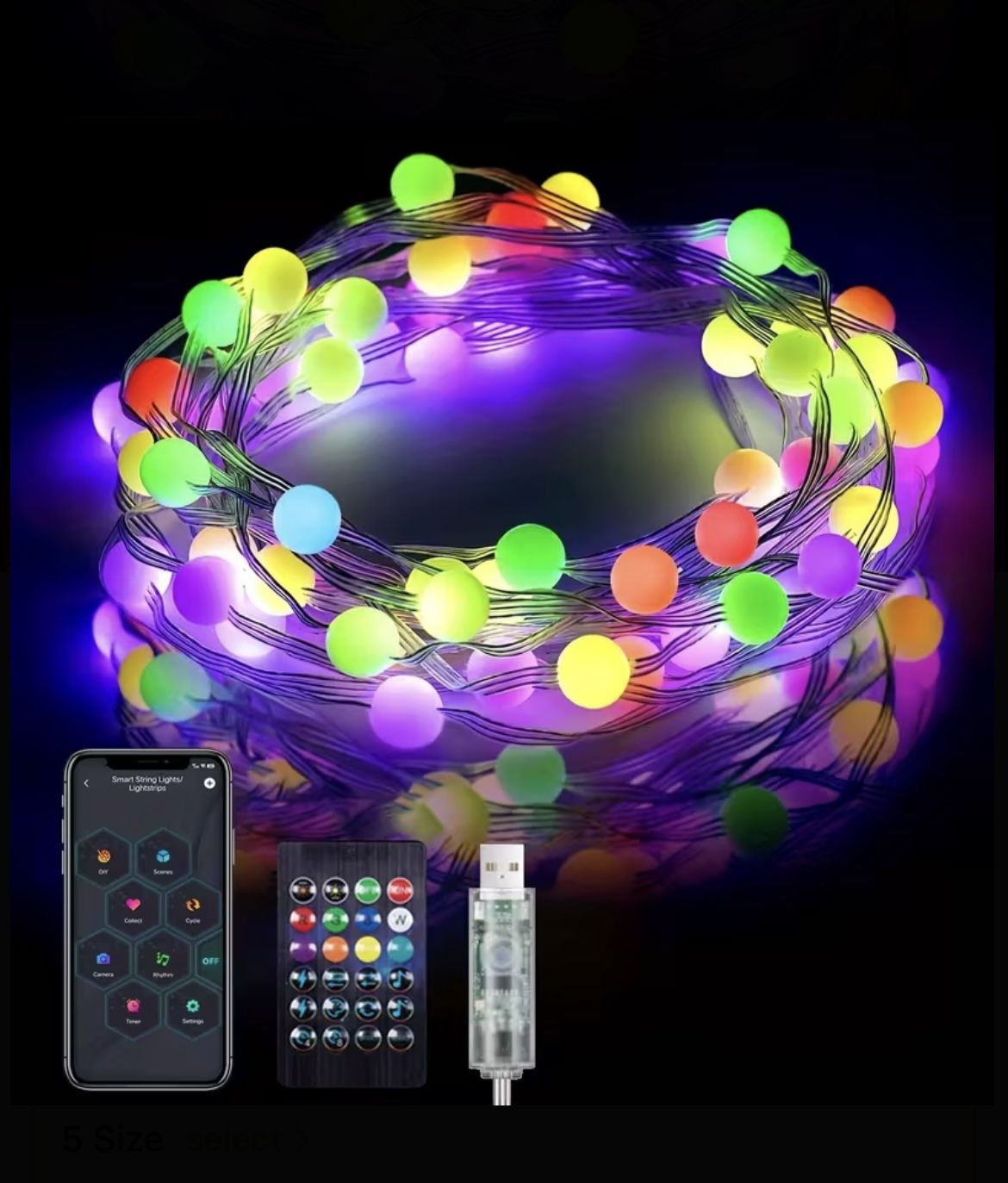 33ft Permanent Outdoor Lights Rainbow Color Eaves Lights Smart Wireless APP Controlled RGB