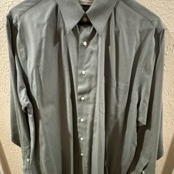 Geoffrey Beene Green Dress Shirt 16.5 34/36