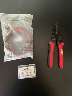 Wire Stripper, Crimping, Cutter Includes 8ft 12AWG Wire & Ring Terminals