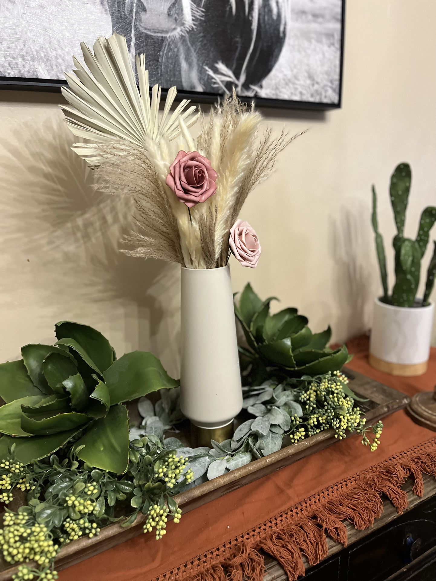  Pink / Mauve Boho Flower Vase Center Piece 