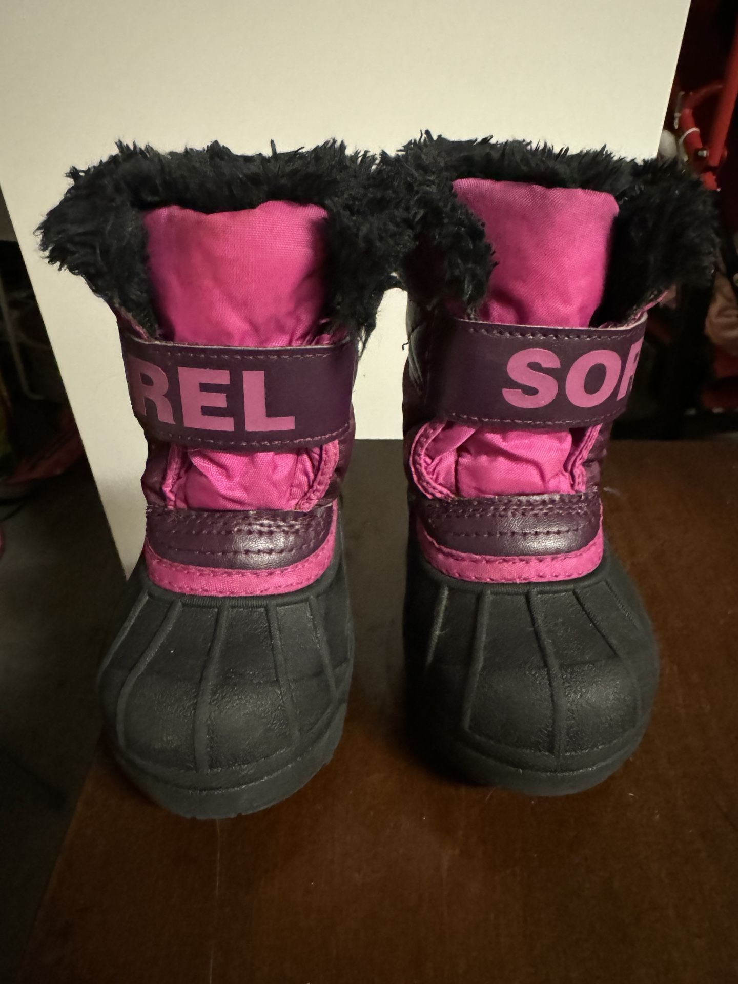 SOREL PINK BLACK SNOW TODDLER CHILD BOOTS SIZE 6