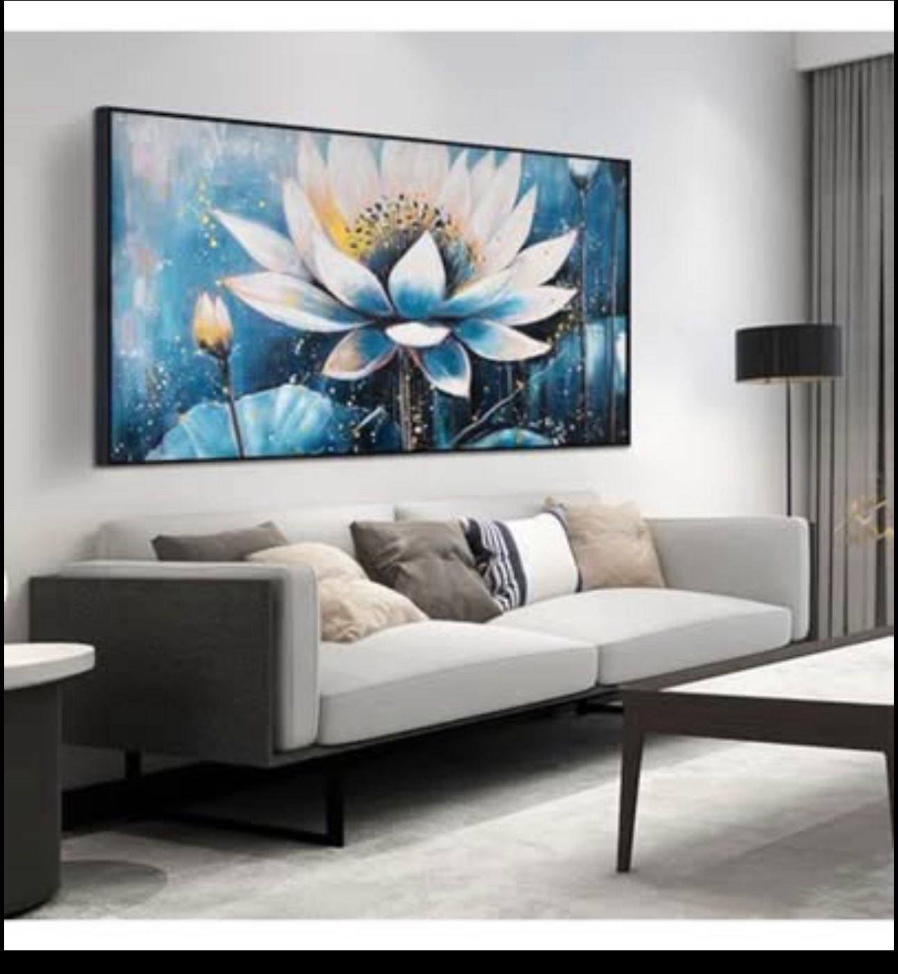 Hand-Painted Lotus Flower Wall Art