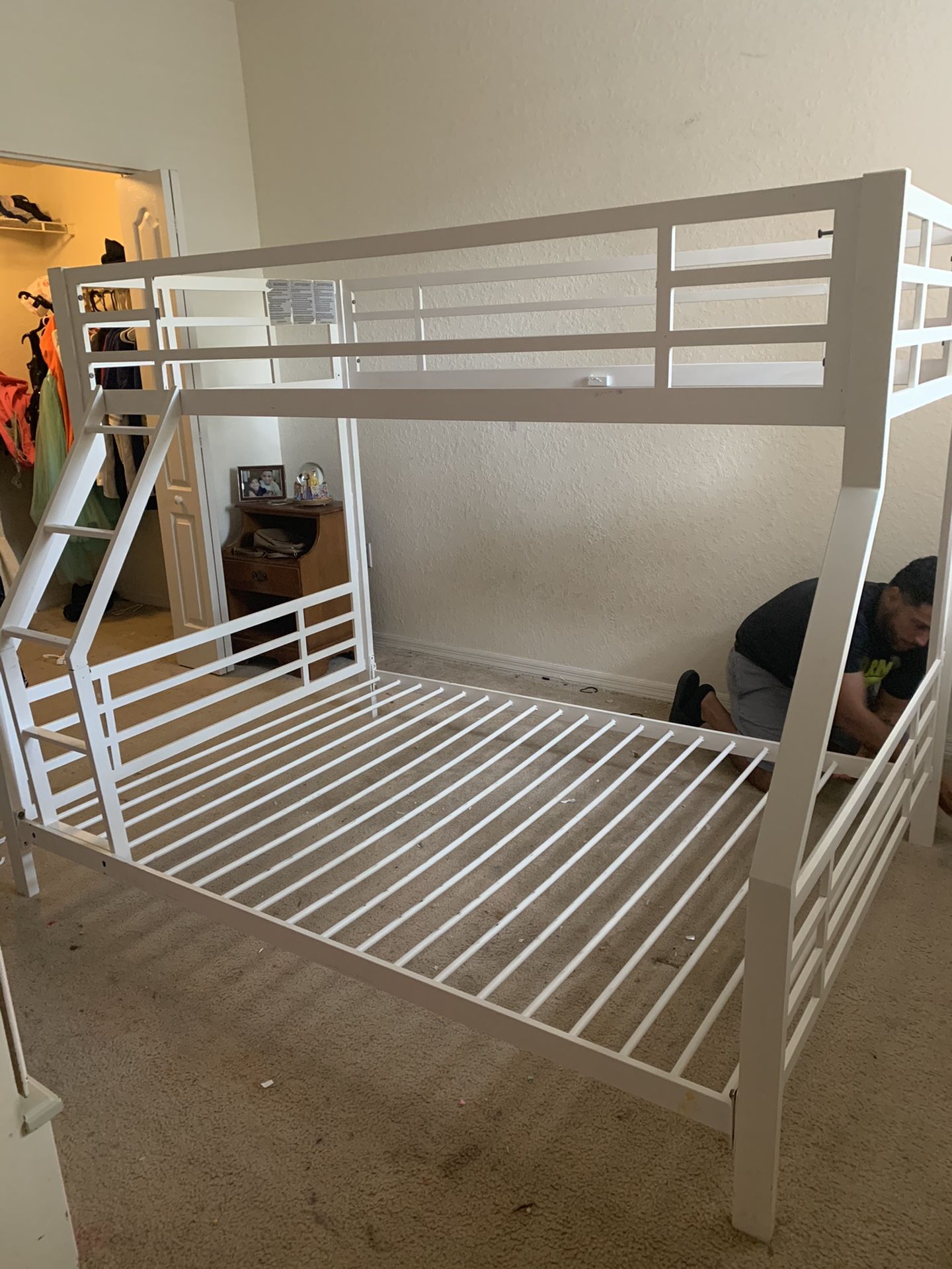 Bunk beds, including mattresses. Price reduced! Bottom is full size and top is twin.