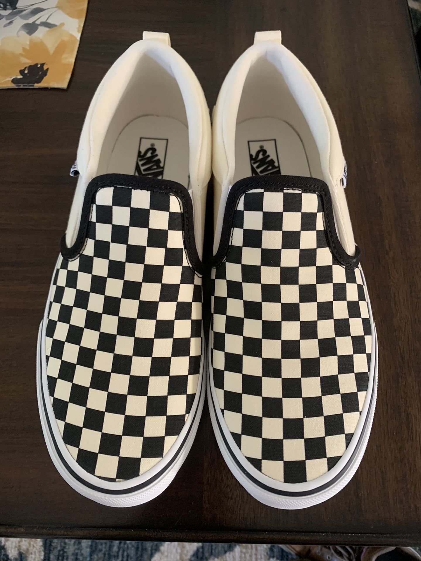Vans Asher Checked Slip-On Shoe Kids size 7Y