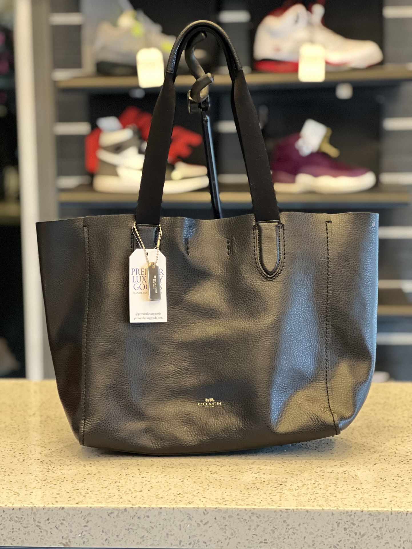 Black Leather Tote Bag