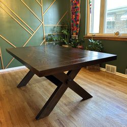 Boho Mahogany Expandable Family Kitchen Table W/ Four Mahogany Chairs  