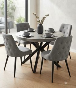 DINING CHAIR GRAY FABRIC