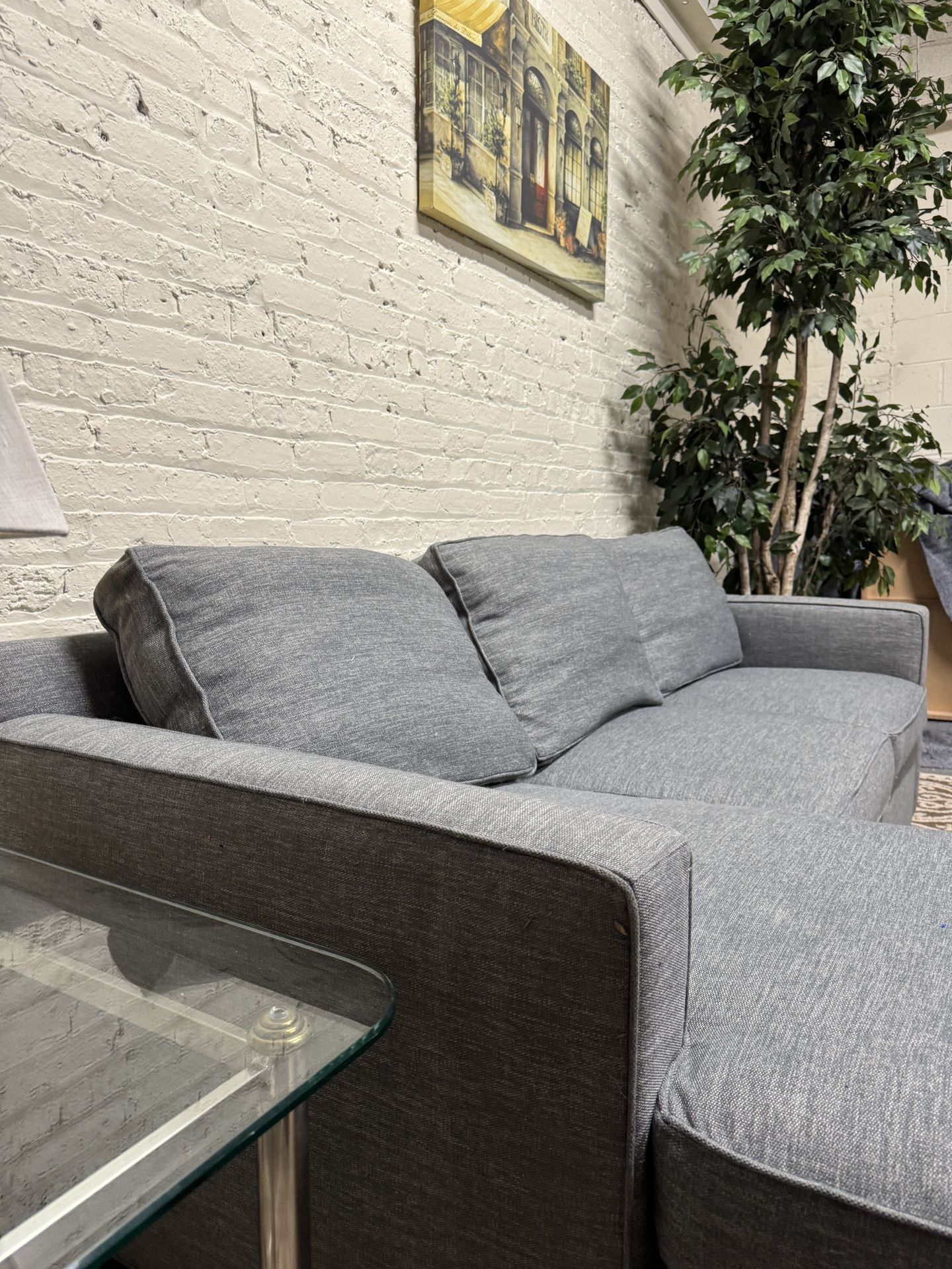 Crate And Barrel Gray Sectional Couch (Free Drop-Off)