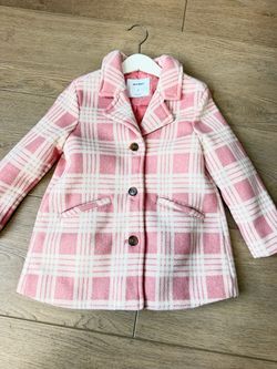 Old Navy Girls Pink Plaid Coat Size 5T