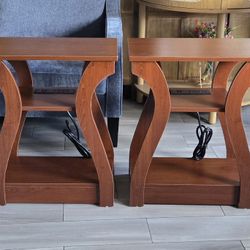 NEW Set of 2, End Tables, 3 Tier Cherry Side Table Nightstand End Table