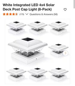 White Integrated LED 4x4 Solar Deck Post Cap Light (8-Pack)
