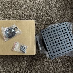 6-inch Matte Black Shower Drain, Square Shower Floor Drain with Tile Insert Grate Removable, Multipurpose Hair Trap, Invisible Look or Flat Cover, SUS