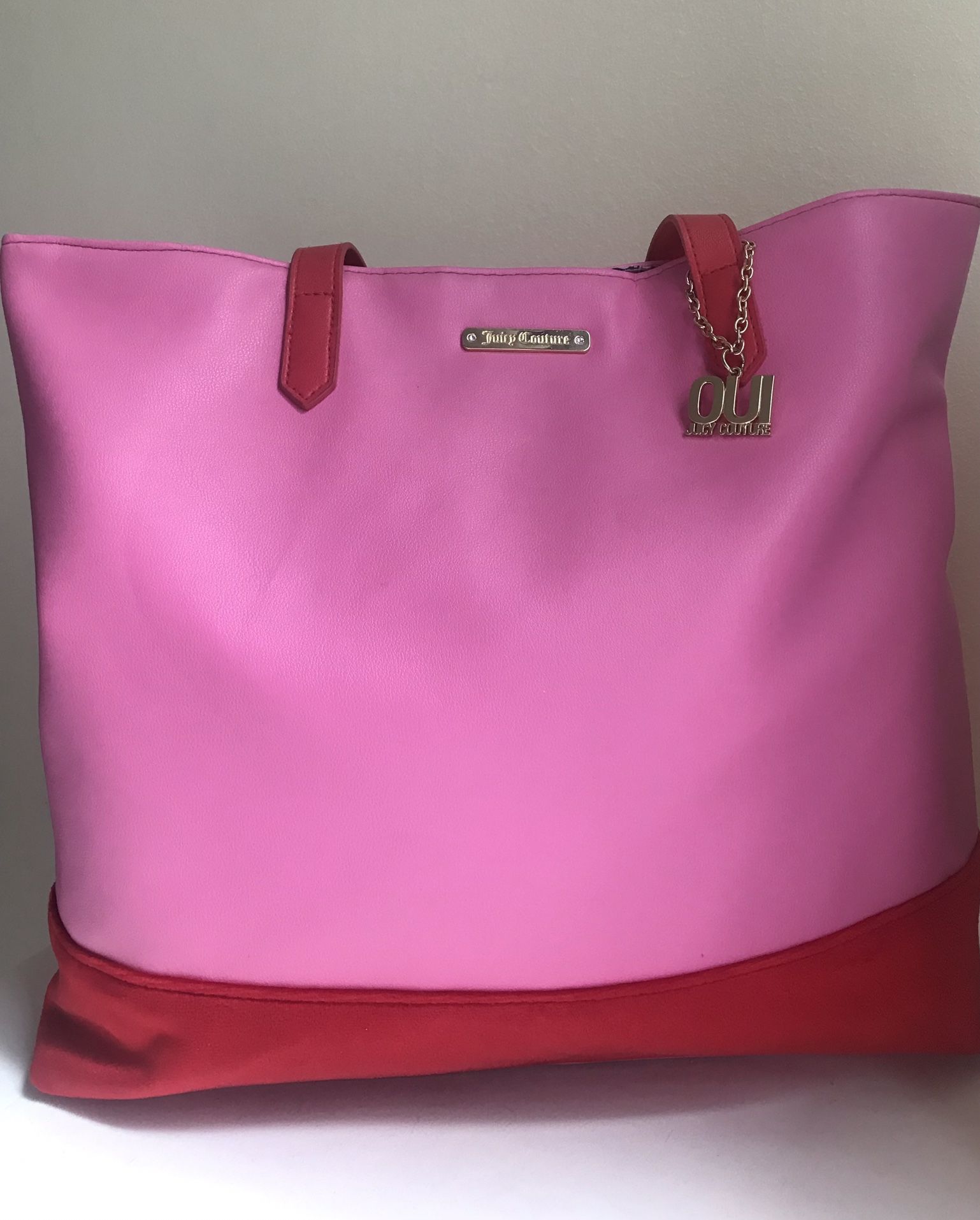 Juicy Couture pink Red Velvet handbag shoulder Bag Shopping Tote