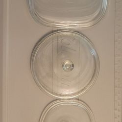 Corningware 12" Glass Square Casserole Baking Lid. and 2 French White Round and oval lid.$10 each!