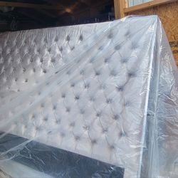 King-size headboard & bench  grey color