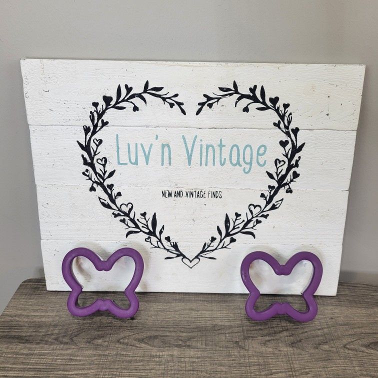 Butterfly Cookie Cutters Purple Stainless Steel Set of 2 Baking Supplies